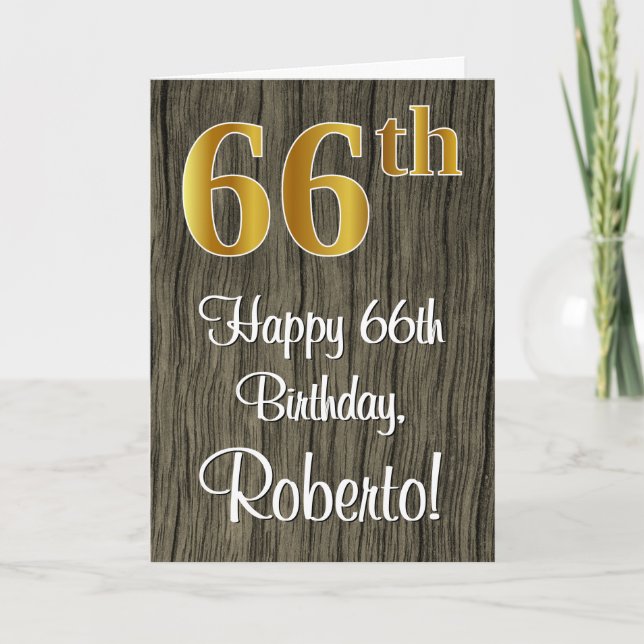Carte 66e anniversaire : Elégant Faux Gold Look #, Faux  (Devant)