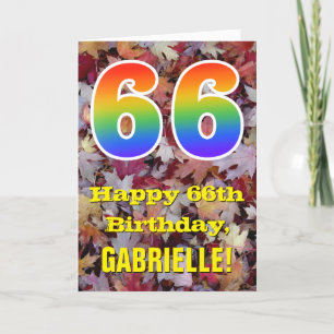 Carte 66e anniversaire; feuilles d'automne rustiques; ar