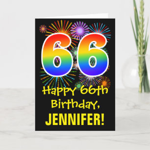 Carte 66e anniversaire : Fun Fireworks Motif + Rainbow 6