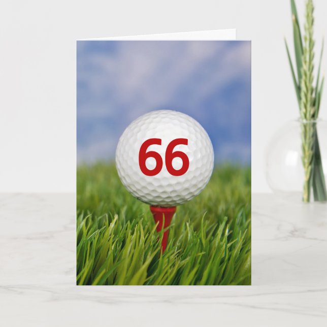Carte 66e anniversaire Golf Ball on Red Tee (Devant)