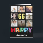 Carte 66e anniversaire heureux Collage photo moderne Noi<br><div class="desc">66th Happy Birthday Photo Collage Carte Noire moderne avec nom personnalisé. Pour plus de personnalisation,  cliquez sur le bouton "Customiser" et utilisez notre outil de conception pour modifier ce modèle.</div>