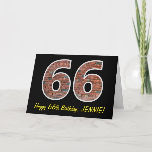 Carte 66e anniversaire - Motif de mur de briques "66" av (Devant)
