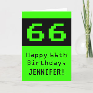 Carte 66e anniversaire : Nerdy / Geeky Style "66" et nom