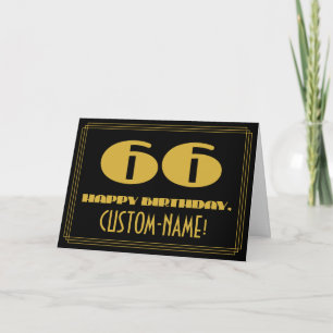 Carte 66e anniversaire : Nom + Style Art Déco inspiré "6