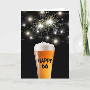 Carte 66e anniversaire Sparkler en verre de bière