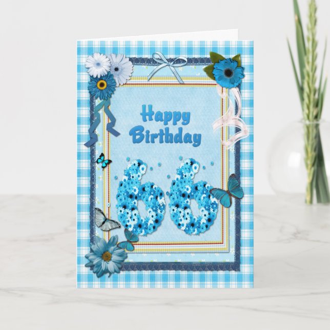 Carte 66e Birthday with a scrapbook effect (Devant)