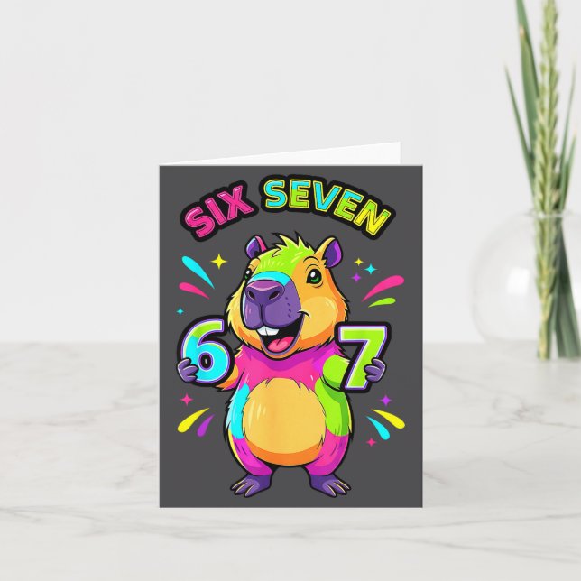 Carte 67 Cartoon Capybara Seven Six Gift (Devant)