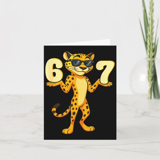 Carte 67 Cheetah Meme Six Seven Hands Motion Kids Teens  (Devant)