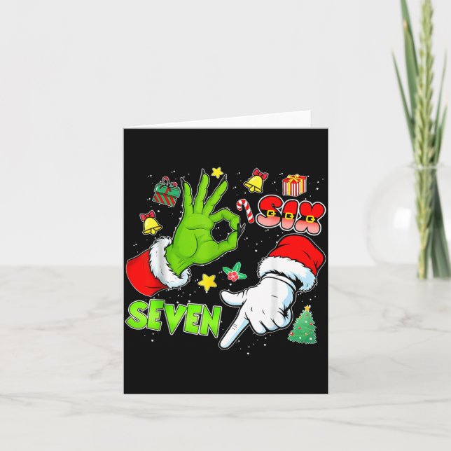 Carte 67 Christmas 6 7 Meme Elf Santa Pajamas Gen Alpha  (Devant)