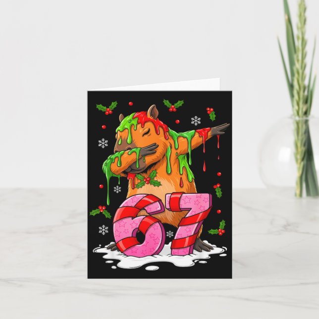 Carte 67 Christmas Funny 67 Brainrot Youth Kids Capybara (Devant)