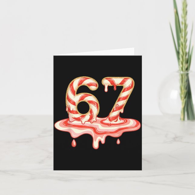 Carte 67 Christmas Melting Candy Cane Six Seven For Girl (Devant)