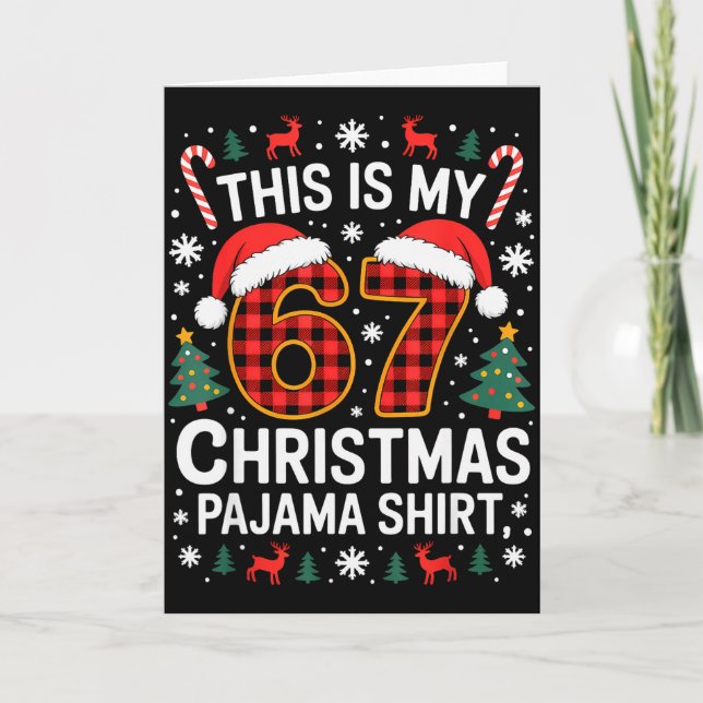 Carte 67 Christmas Pajama Shirt Funny Six Seven Meme Bra (Devant)