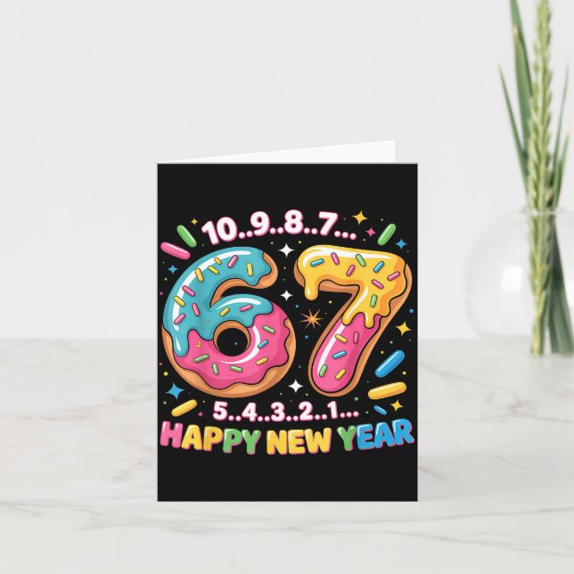 Carte 67 compte à rebours Bonne Année 2026 Funny Donut N (Devant)