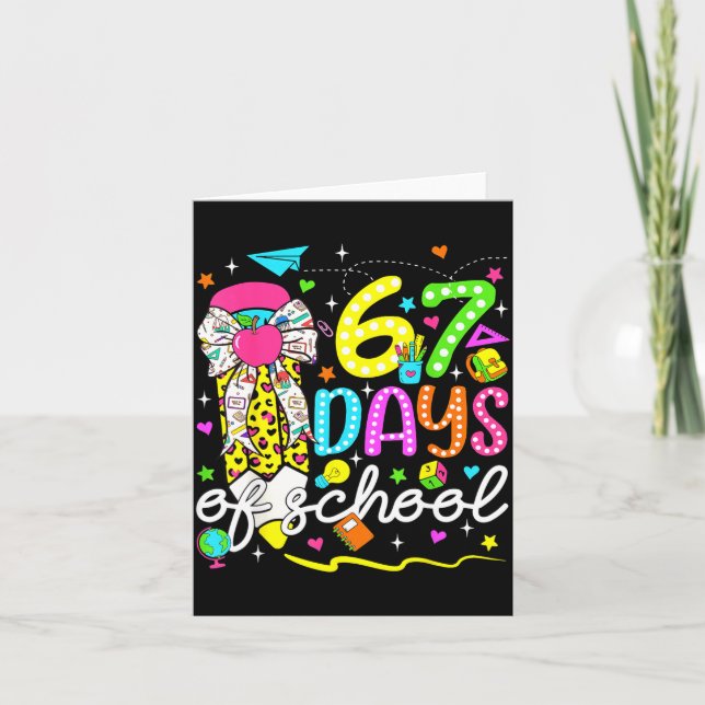 Carte 67 Days Of School Girls Coquette Bow Pencil 67 Day (Devant)