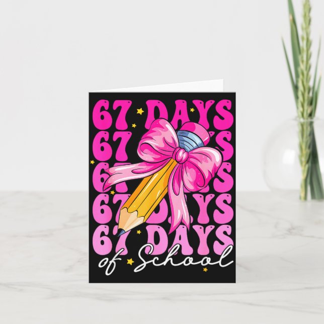 Carte 67 Days Of School Girls Coquette Bow Pencil Teache (Devant)