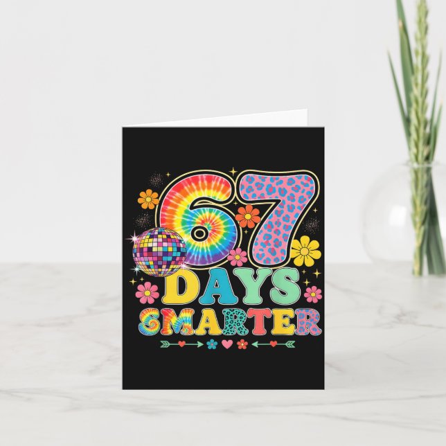 Carte 67 Days Smarter Tie Dye Girls Student Teacher 67 M (Devant)