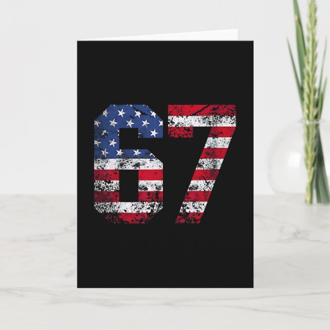 Carte 67 Drapeau Américain Mème Drôle Six Sept Gen Alpha (Devant)