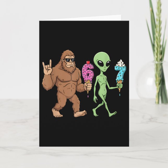 Carte 67 Drip Mème Drôle Six Sept Bigfoot Alien Sasquat (Devant)