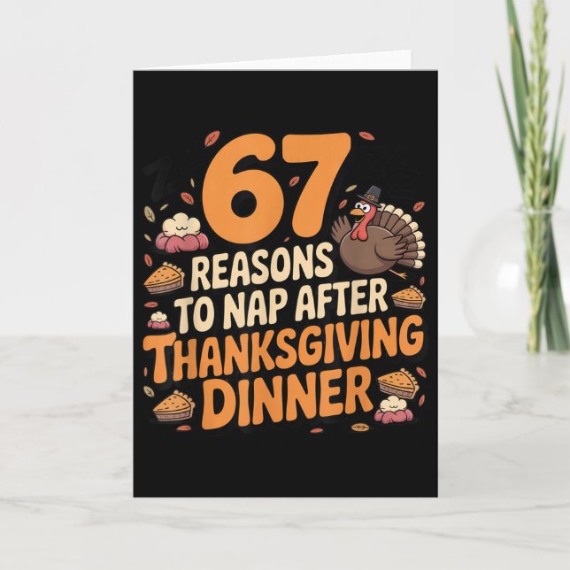 Carte 67 drôle Six Sept Gen Alpha Meme Dinde Thanksgivin (Devant)