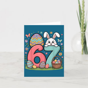 Carte 67 drôle Six Seven Gen Meme Mignon Lapin Pâques