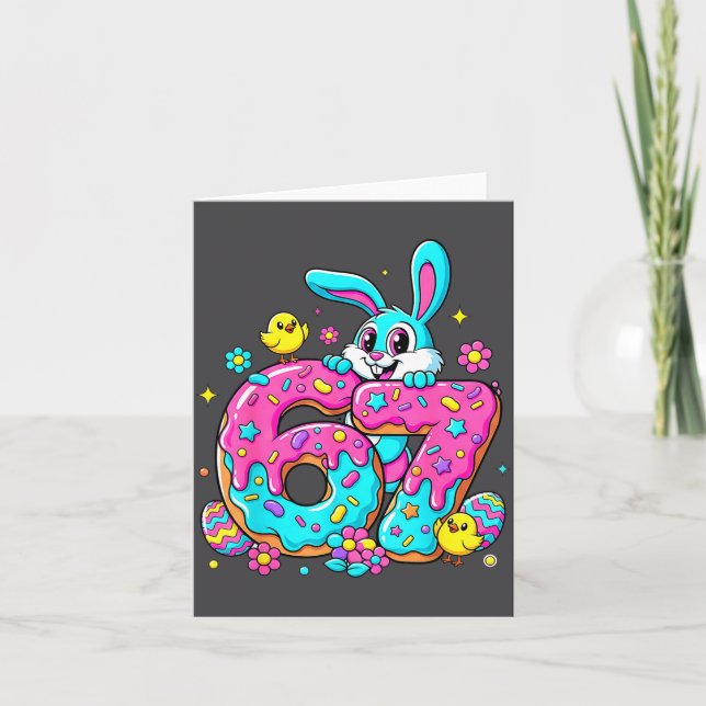 Carte 67 drôle Six Seven Gen Meme Mignon Lapin Pâques (Devant)