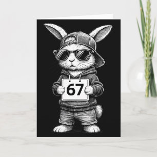 Carte 67 drôles de Six Seven Gen Meme Lapin Bunny Sungle