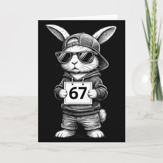 Carte 67 drôles de Six Seven Gen Meme Lapin Bunny Sungle (Devant)
