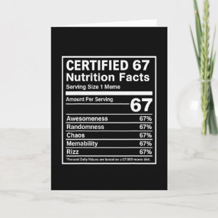 Carte 67 faits nutritionnels drôles de mème - Six Seven 