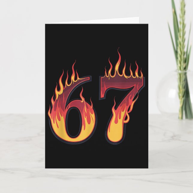 Carte 67 Flames Drôle Six Sept Mème Slang Gen Alpha  (Devant)