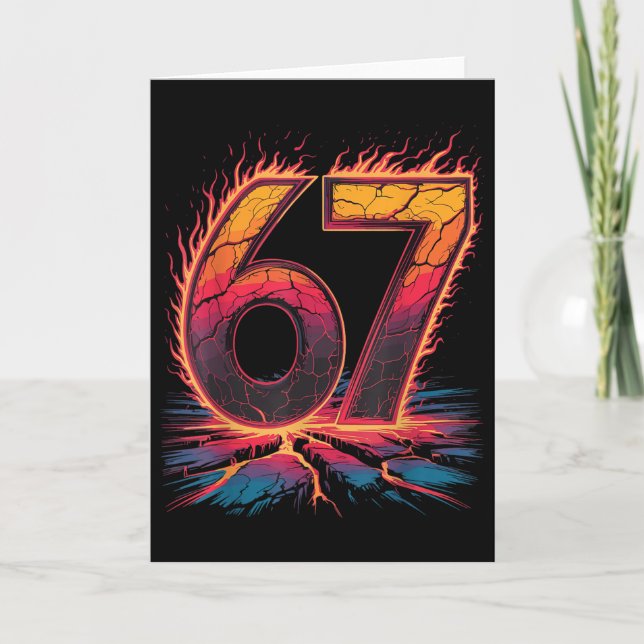 Carte 67 Flamme Numéro Six Sept Mème 67 Enfant  (Devant)