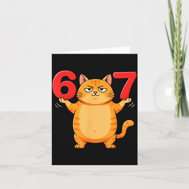 Carte 67 Funny Cat Six Seven Meme Gen Z Alpha Humor Anim (Devant)
