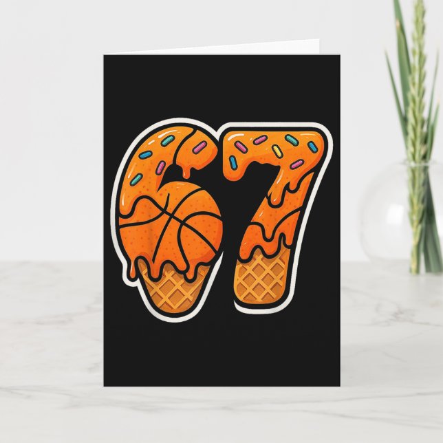 Carte 67 Glace Goutte Basketball Six Seven Mème Panier (Devant)