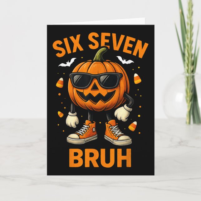 Carte 67 Halloween Drôle Six Sept Mème Brainrot Citrouil (Devant)