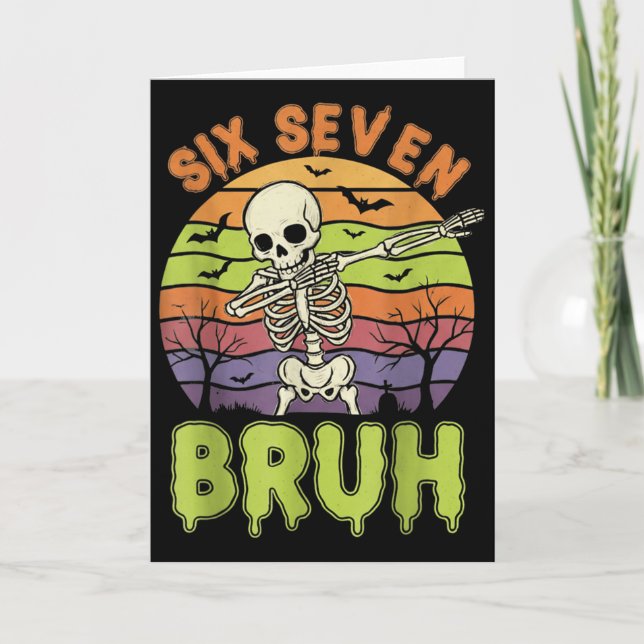 Carte 67 Halloween Meme 6 7 Skeleton Six Seven Numbers F (Devant)