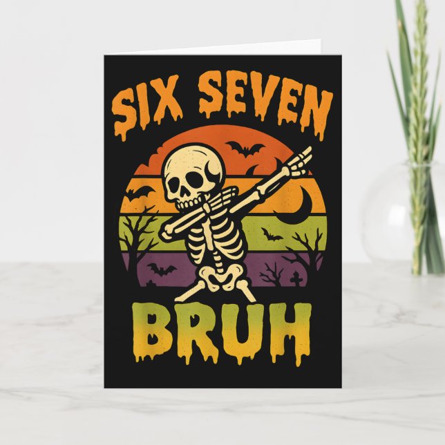 Carte 67 Halloween Meme 6 7 Skeleton Six Seven Numbers F (Devant)