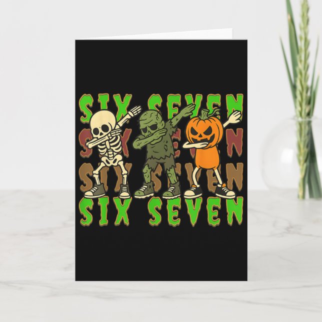 Carte 67 Halloween Meme Six Seven Dabbing Skeleton Zombi (Devant)