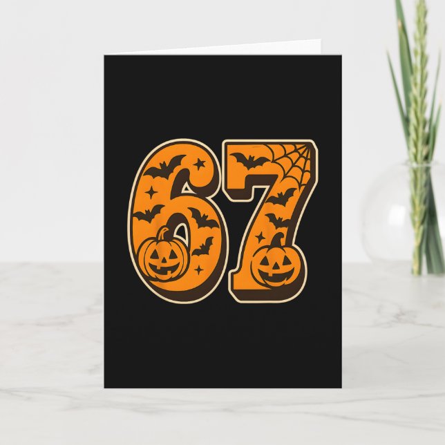 Carte 67 Halloween Six Seven Brainrot Mème Garçons Enfan (Devant)