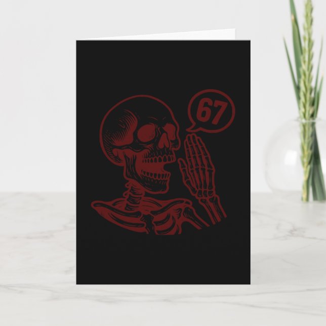 Carte 67 Halloween Squelette Six Sept Mème Brainrot Drôl (Devant)