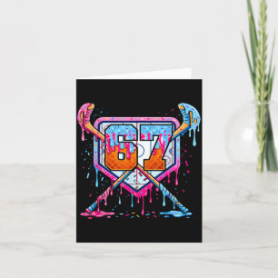 Carte 67 Hockey Crème Glacée Drip Gen Z Mème Puck Bâton
