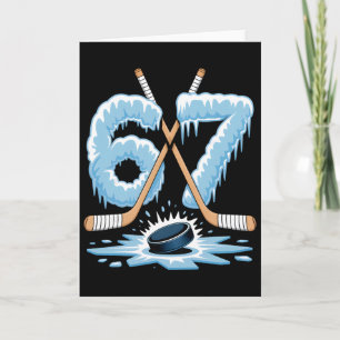 Carte 67 Hockey Drip Numéro Style de mème drôle Graphiqu