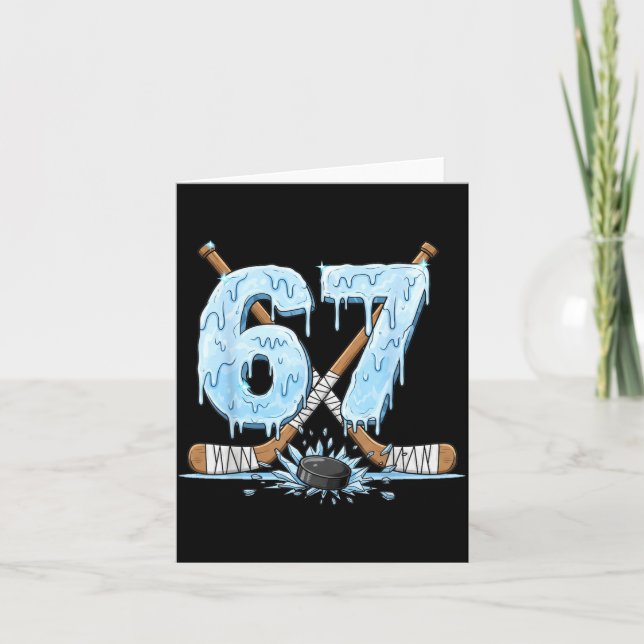 Carte 67 Hockey Drip Numéro Style Mémé Drôle Garçons (Devant)