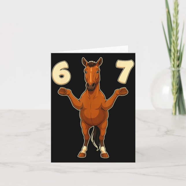 Carte 67 Horse Funny Gen Alpha Slang Kids Teens Number T (Devant)