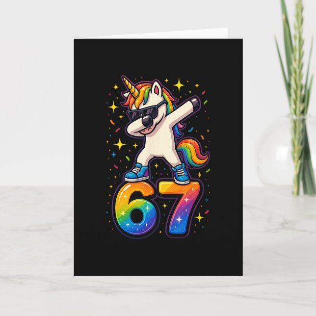 Carte 67 Licorne Dabbing Six Sept Mème Drôle  (Devant)