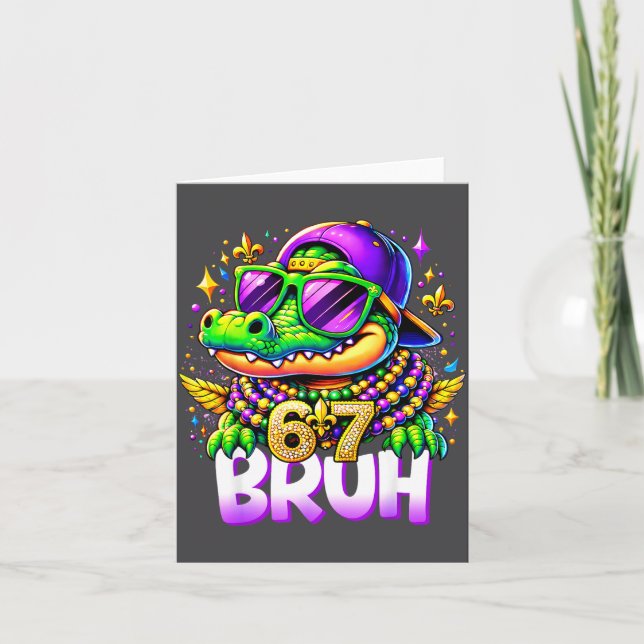 Carte 67 Mardi Gras Alligator Mardigator Six Seven Bruh  (Devant)