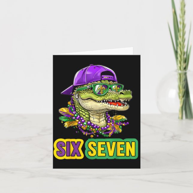 Carte 67 Mardigator Alligator Mardi Gras Six Seven Funny (Devant)