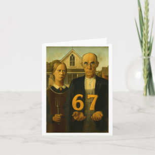 Carte 67 Meme American Gothic Art Six Seven Gen Alpha Sl