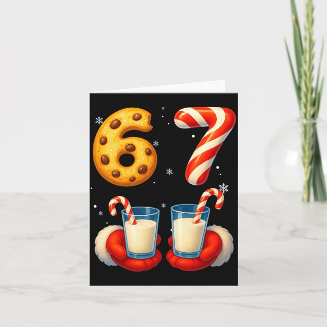 Carte 67 Meme Christmas Cookie Candy Cane Funny Six Seve (Devant)