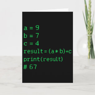 Carte 67 Meme Code Python Résultat Humour Geek Six Sept 