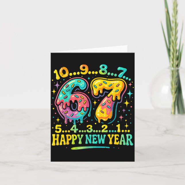 Carte 67 Meme Countdown Happy New Year Funny Drip Number (Devant)