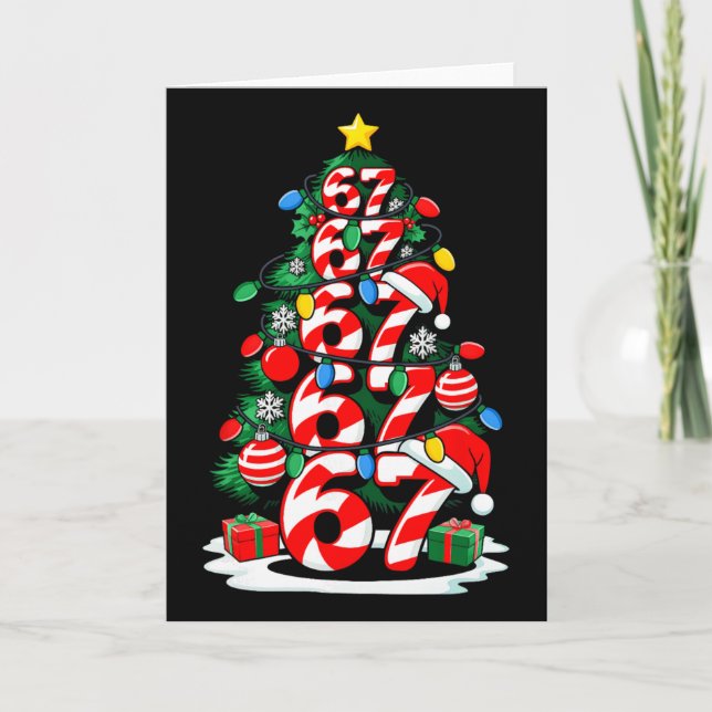 Carte 67 Meme Funny Six Seven Christmas Tree Lights Xmas (Devant)